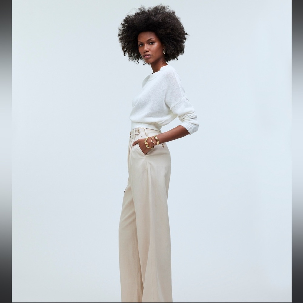 NWT Madewell Women’s The Harlow Wide Leg Khaki Pants Harvest Moon Sz 12